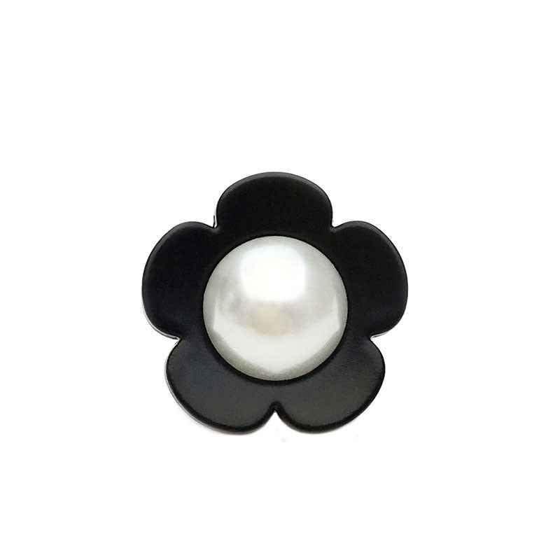 17.5/22.5mm Black White Floral Cat's-Eye Pearl Resin Buttons 20pcs - Lots of Buttons