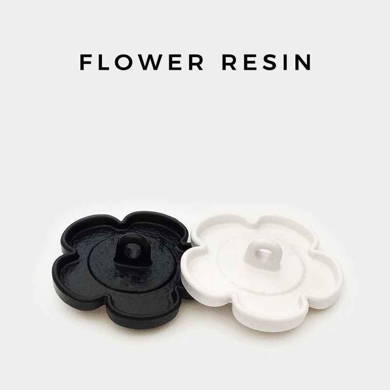 17.5/22.5mm Black White Floral Cat's-Eye Pearl Resin Buttons 20pcs - Lots of Buttons
