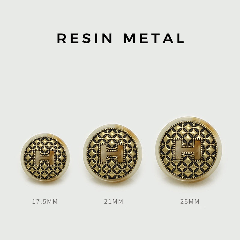 Botões Redondos Vintage de Metal Resina 18/21/25mm 20pcs