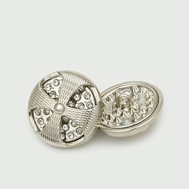 22.5mm Gold Silver Round Vintage Beaded Hollow Metal Buttons 12pcs