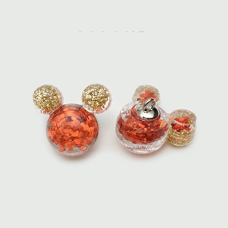 Red Cartoon Glitter Resin Heart Rabbit Flower Buttons 30 Pack(6 Styles)