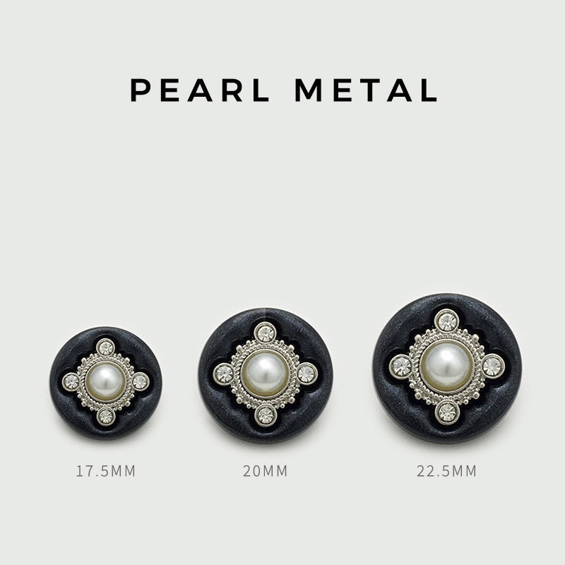 Round Diamond Pearl Four-Leaf Clover Metal Sewing Buttons 12pcs