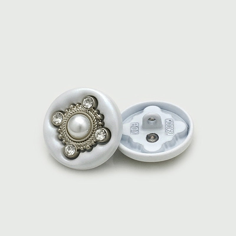 Round Diamond Pearl Four-Leaf Clover Metal Sewing Buttons 12pcs