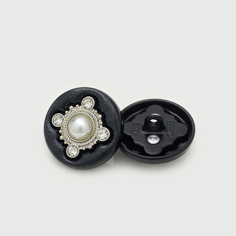 Round Diamond Pearl Four-Leaf Clover Metal Sewing Buttons 12pcs