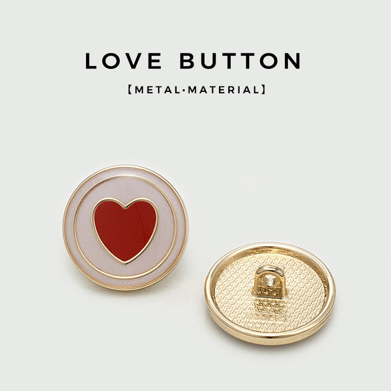 11-25mm Glaze Red Heart Metal Buttons for Sweaters Coats Jackets 20pcs