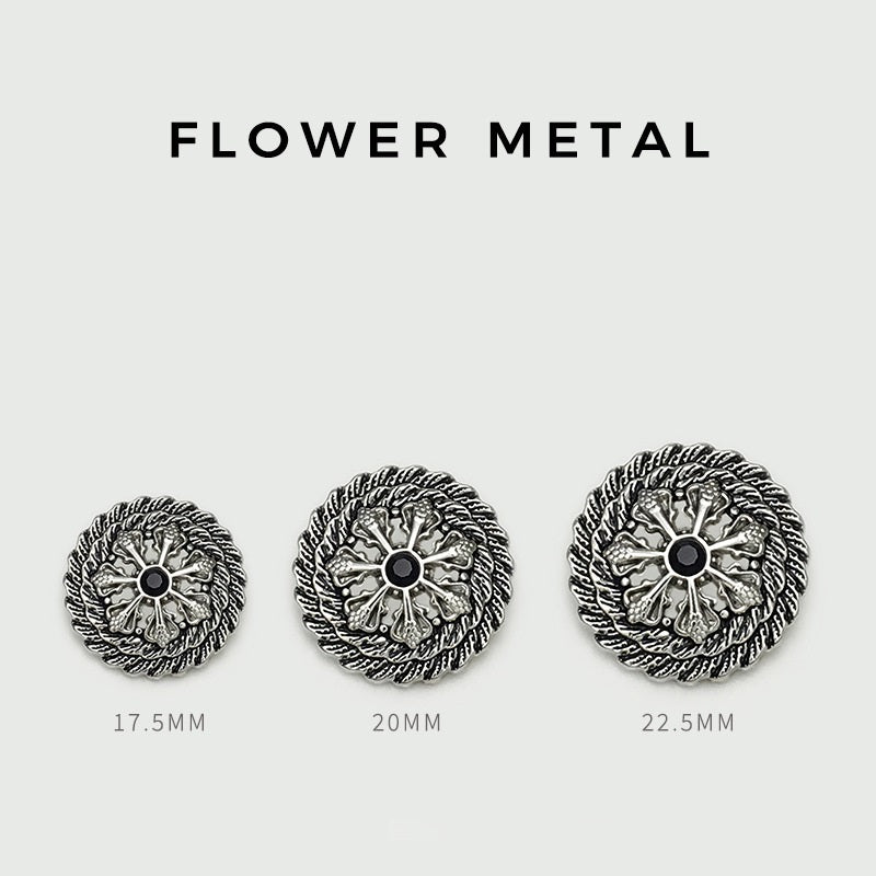 17.5/20/22.5mm Antique Gold Hollow Diamond Flower Metal Buttons 20pcs