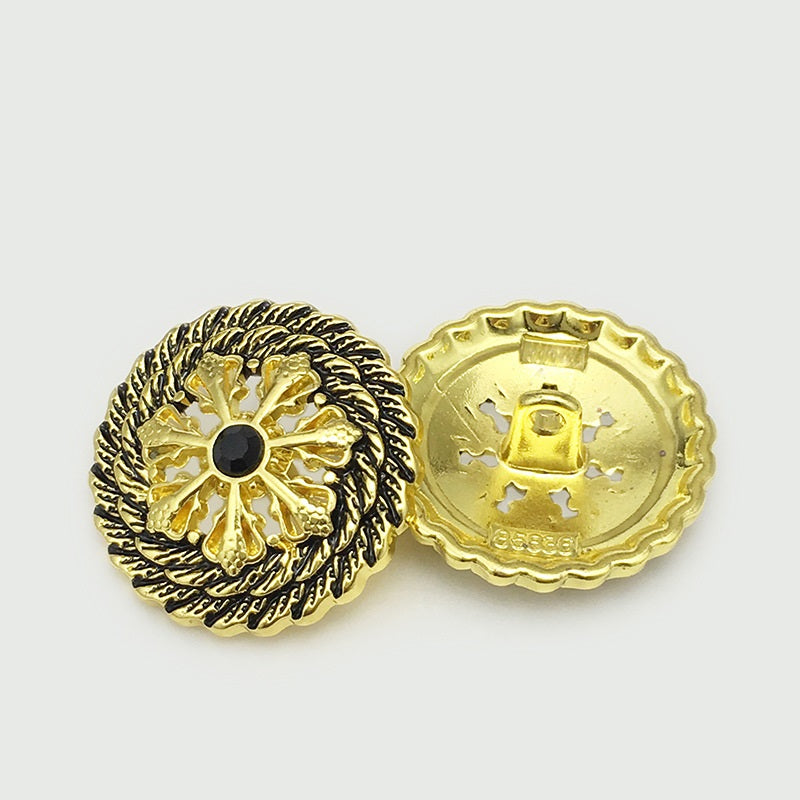 17.5/20/22.5mm Antique Gold Hollow Diamond Flower Metal Buttons 20pcs