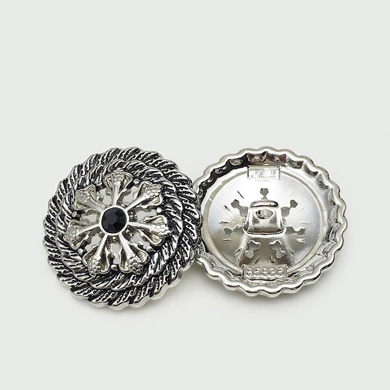 17.5/20/22.5mm Antique Gold Hollow Diamond Flower Metal Buttons 20pcs