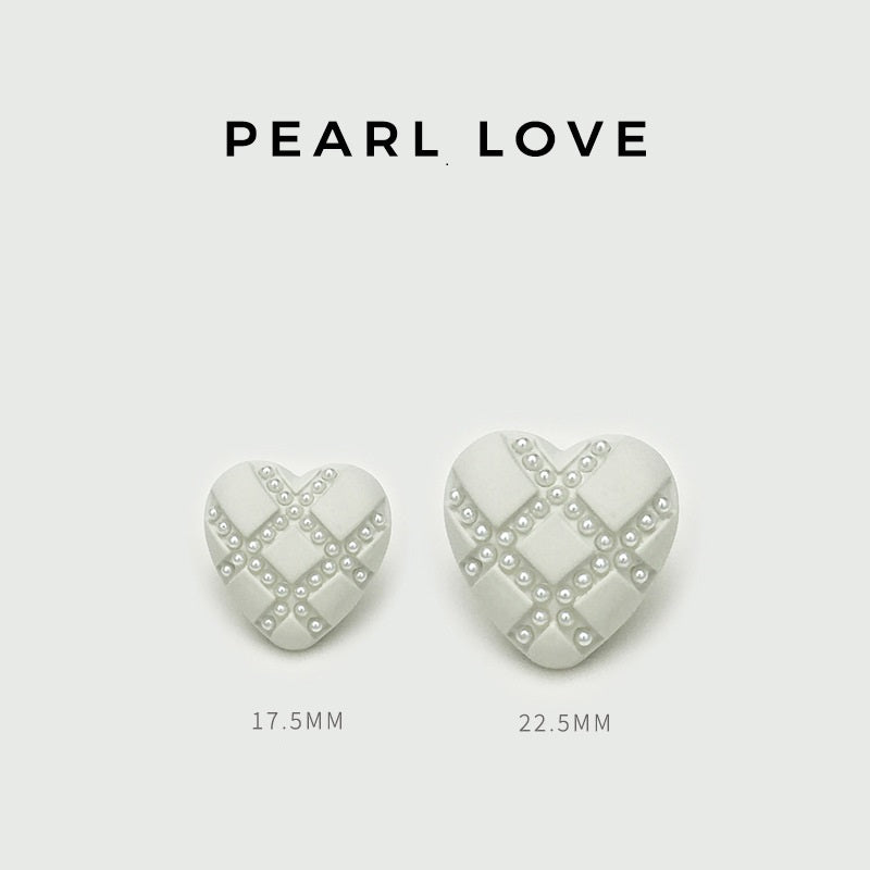 17.5/22.5mm White Black Heart Diamond Mesh Metal Buttons 12pcs
