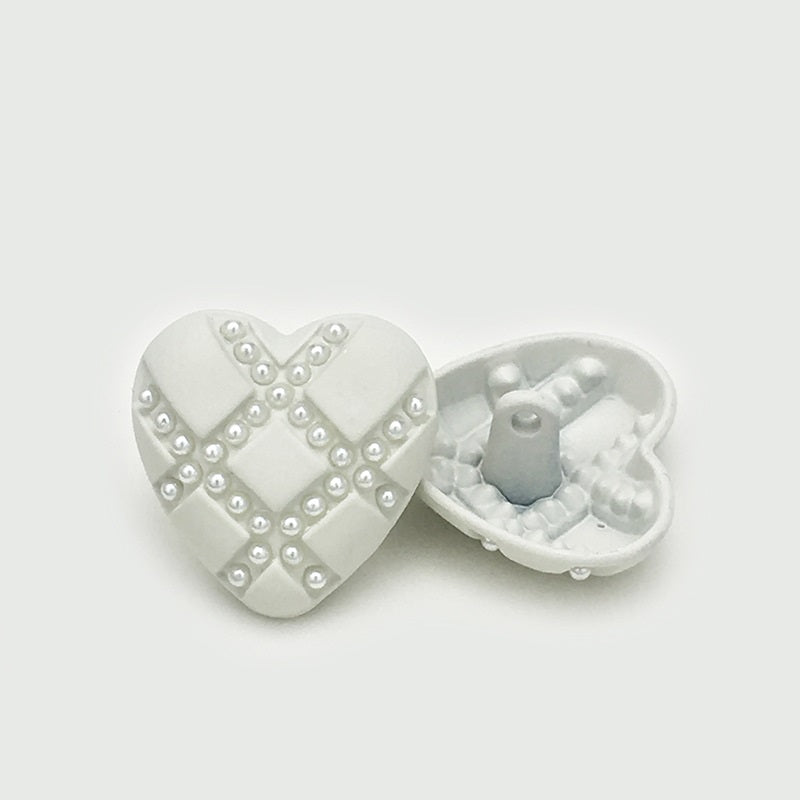 17.5/22.5mm White Black Heart Diamond Mesh Metal Buttons 12pcs