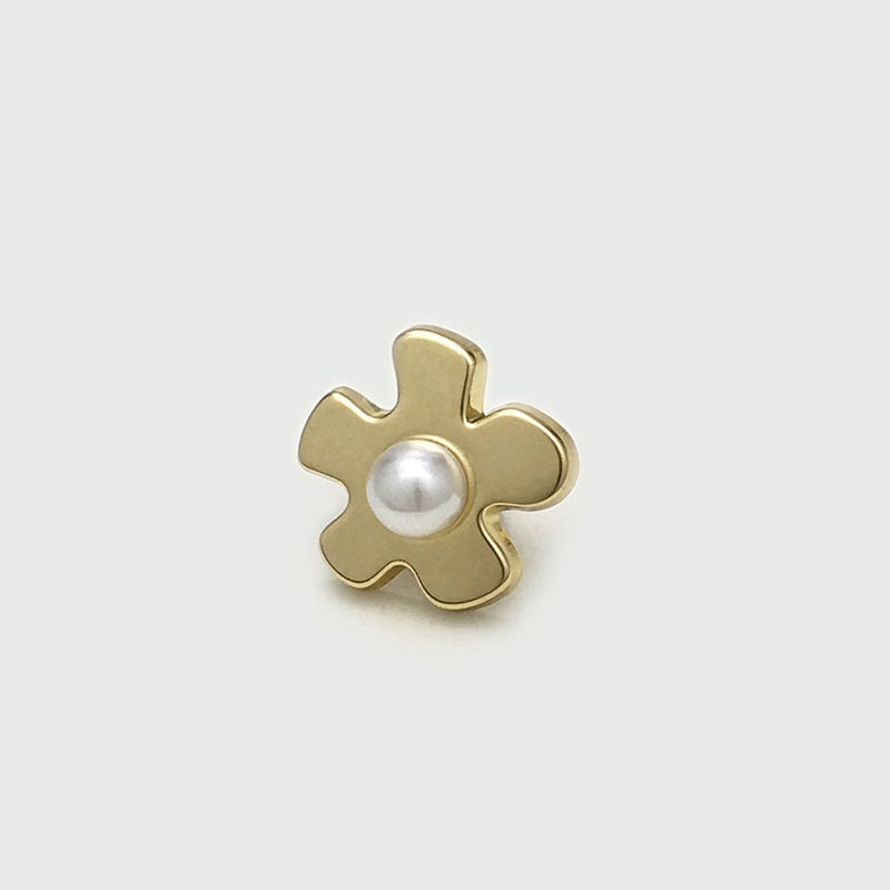 17mm Gold & Silver Pearl Flower Metal Buttons with Handle 20pcs