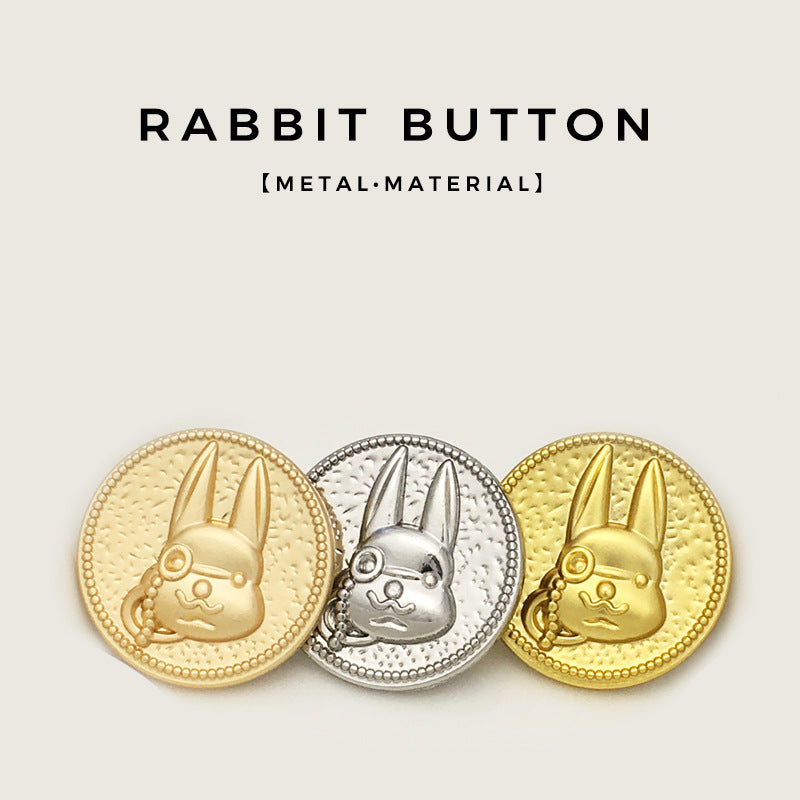 17.5/22.5mm Rabbit Cartoon Metal Buttons with Shank 12PCS