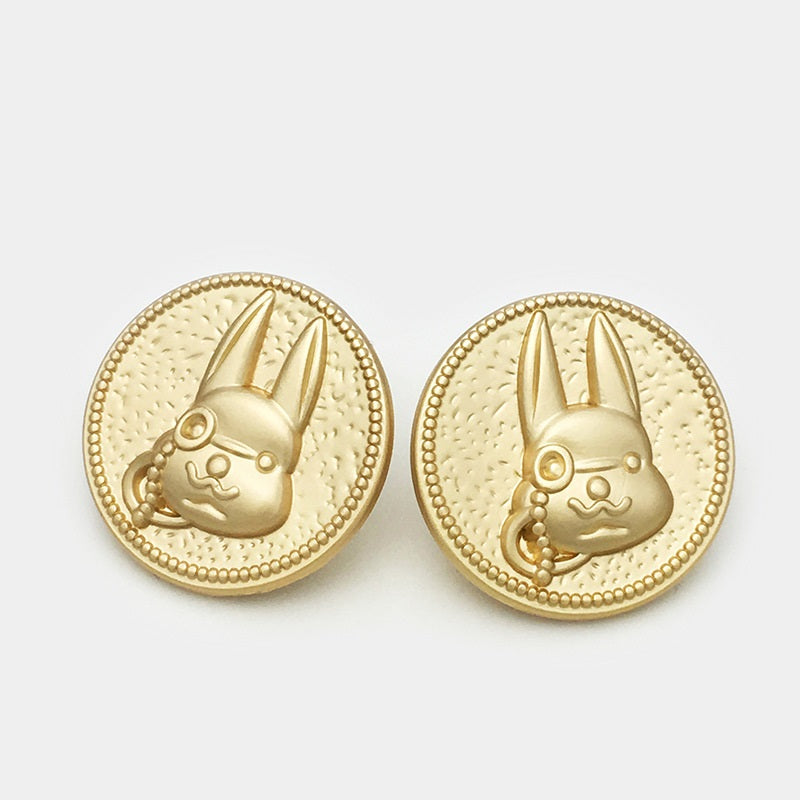 17,5/22,5mm Kaninchen Cartoon Metallknöpfe mit Steg 12 Stück