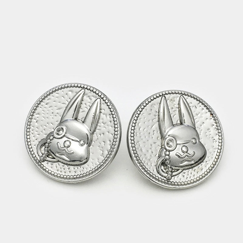 17,5/22,5mm Kaninchen Cartoon Metallknöpfe mit Steg 12 Stück