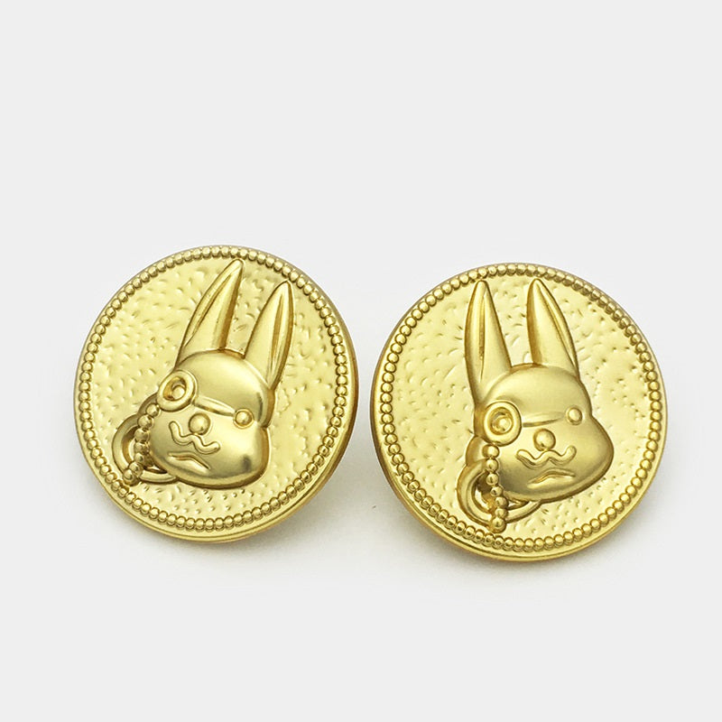 17,5/22,5mm Kaninchen Cartoon Metallknöpfe mit Steg 12 Stück
