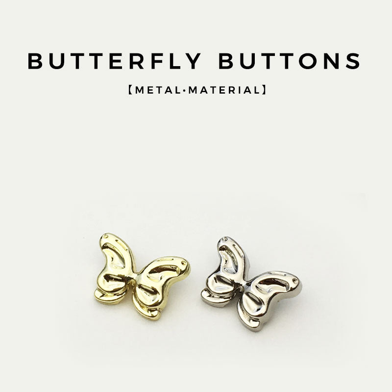 11/15/21mm Gold & Silver Butterfly Metal Shirt Buttons 30pcs