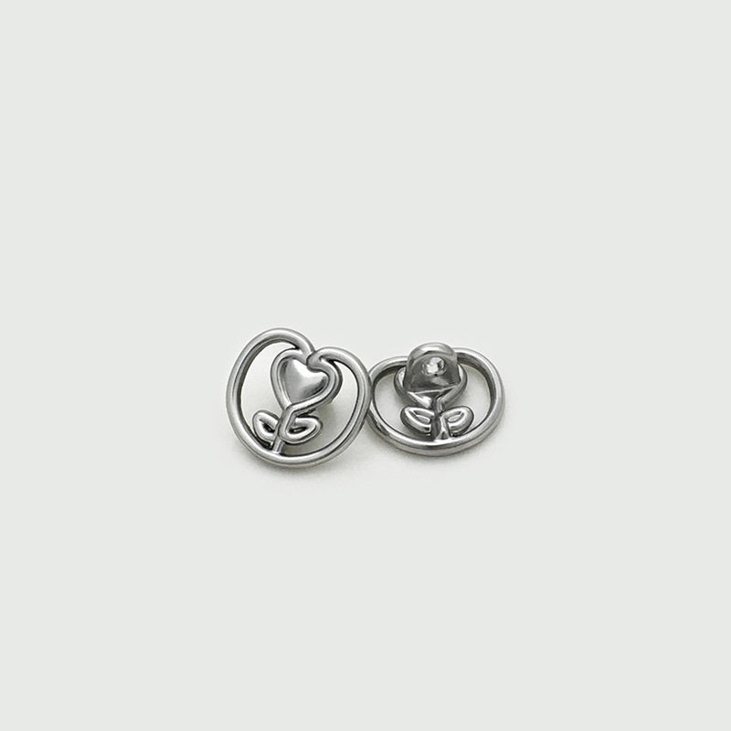 17.5/22.5mm Gold & Silver Heart Tulip Metal Buttons 12pcs