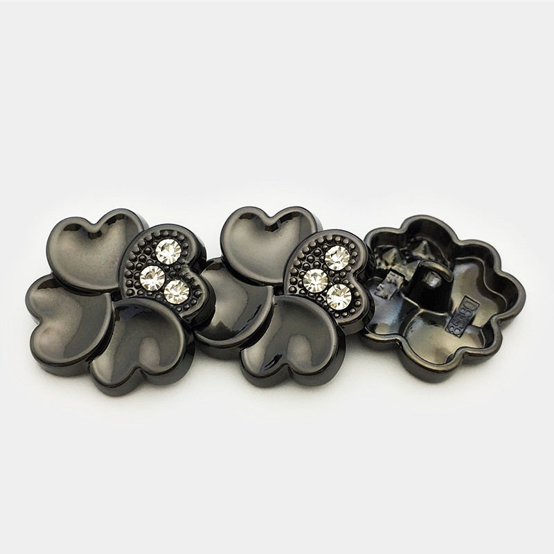 25mm Gold Silver Four-Leafed Clover Diamond Metal Buttons 20pcs