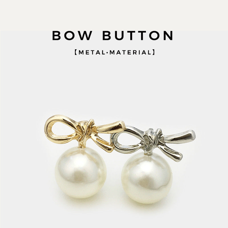 Boutons en métal perle nœud de bow français or et argent 23mm 12PCS