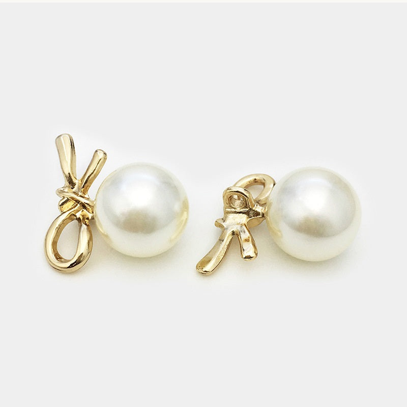 Boutons en métal perle nœud de bow français or et argent 23mm 12PCS