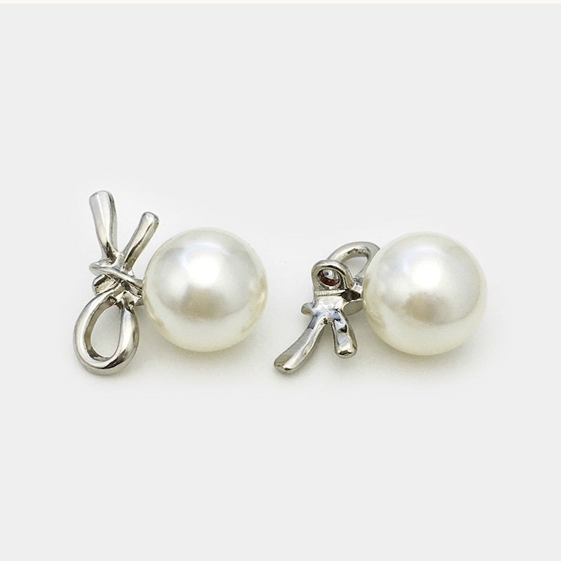 Boutons en métal perle nœud de bow français or et argent 23mm 12PCS