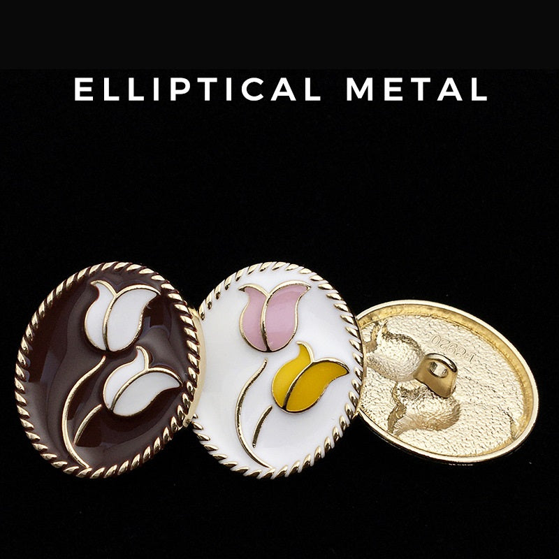 Botones de metal con chaqueta de flor tulipán ovalada de 17/21 mm 20PCS