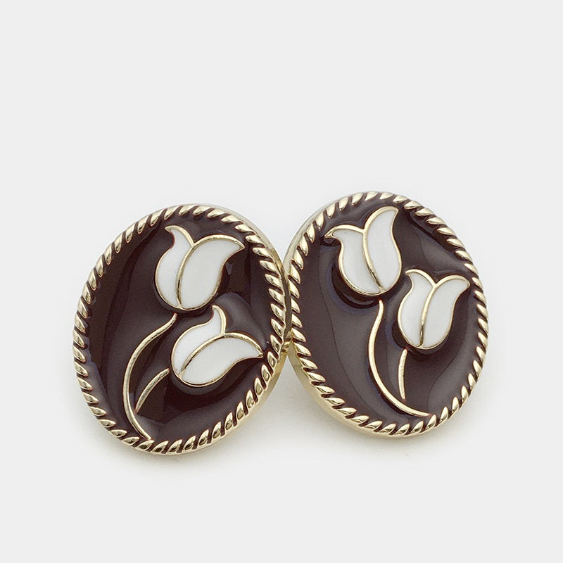 Botones de metal con chaqueta de flor tulipán ovalada de 17/21 mm 20PCS