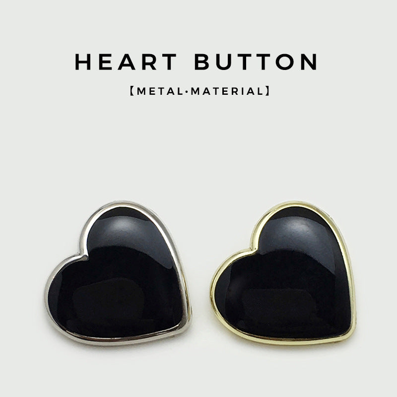 11/17.5/20mm Black Heart-Shaped Metal Buttons 20pcs