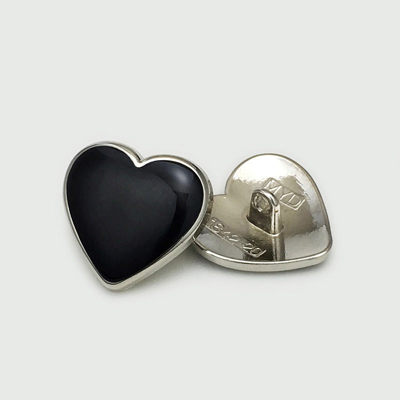 11/17.5/20mm Black Heart-Shaped Metal Buttons 20pcs