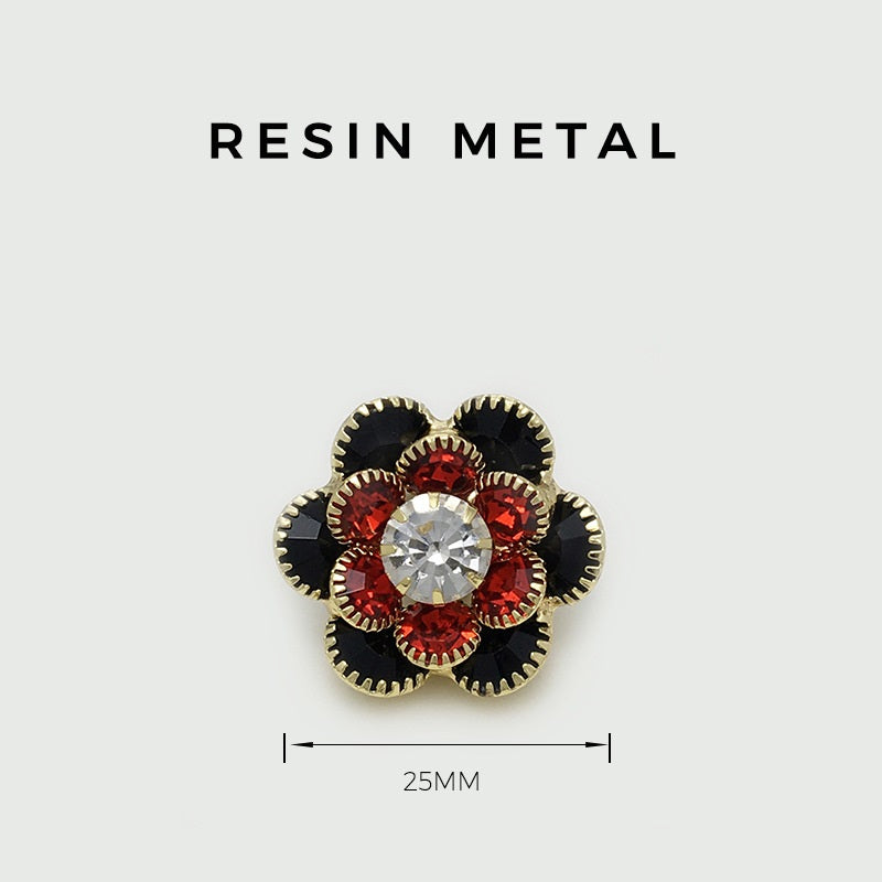 Botones de metal de diamante rojo azul negro de 25 mm 6 piezas