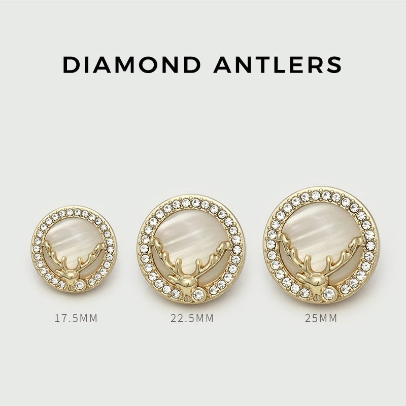 17.5/22.5/25mm Round Deer with Diamond Metal Coat Buttons 10pcs