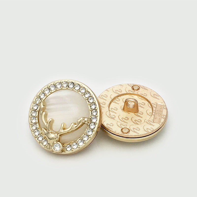 17.5/22.5/25mm Round Deer with Diamond Metal Coat Buttons 10pcs