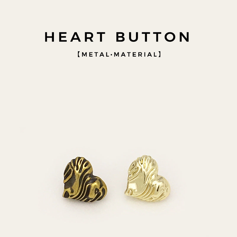 11mm Antique Gold Heart Metal Buttons 30PCS