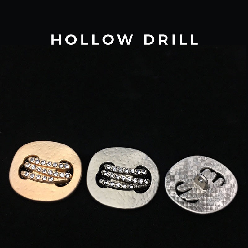 17.5/22.5/25mm Irregular Metal Buttons with Diamond 12pcs