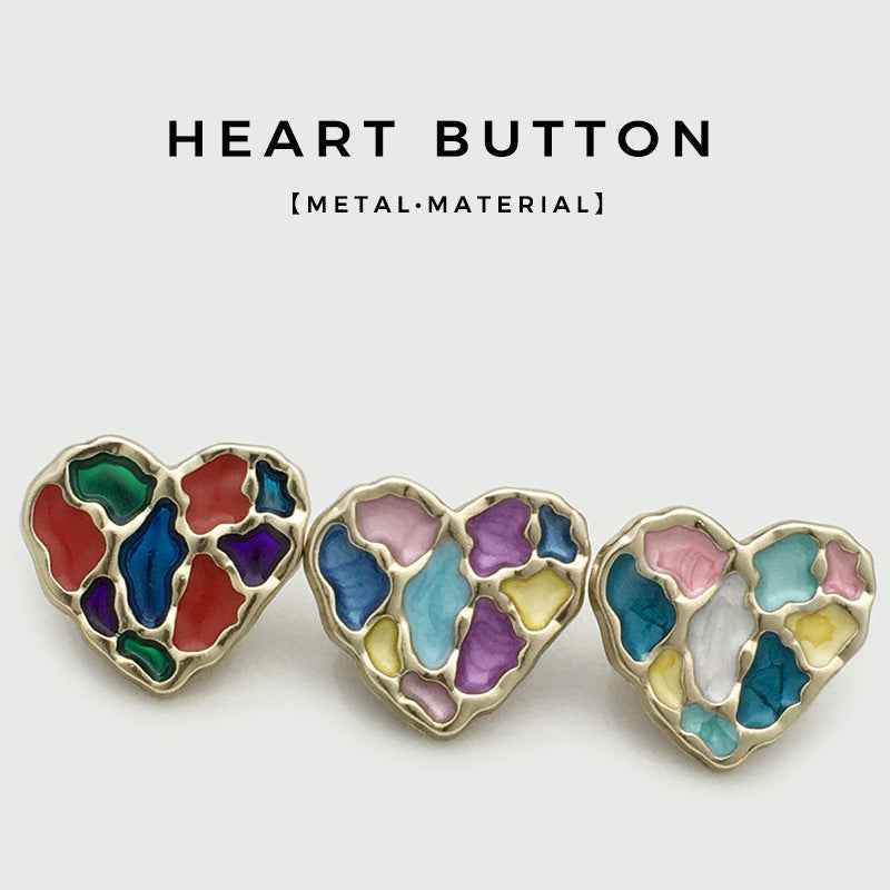 18mm Colorful Heart-Shaped Buttons for Women's Knit Cardigans 10PCS