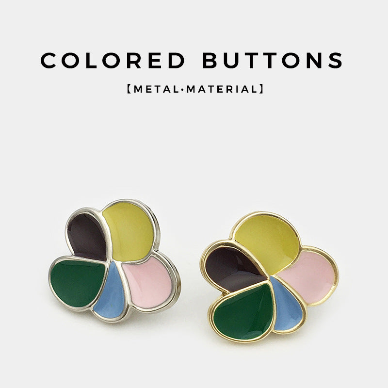Botones de metal irregulares de flores coloridas de 17.5/22.5mm 12pcs