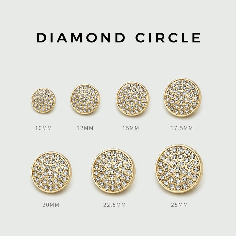 10-25mm Gold Silver Metal Classic Diamond Coat Buttons 20pcs