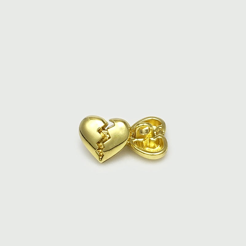 11mm Gold & Silver Heart-Shaped Metal Shirt Buttons with Shank 30pcs