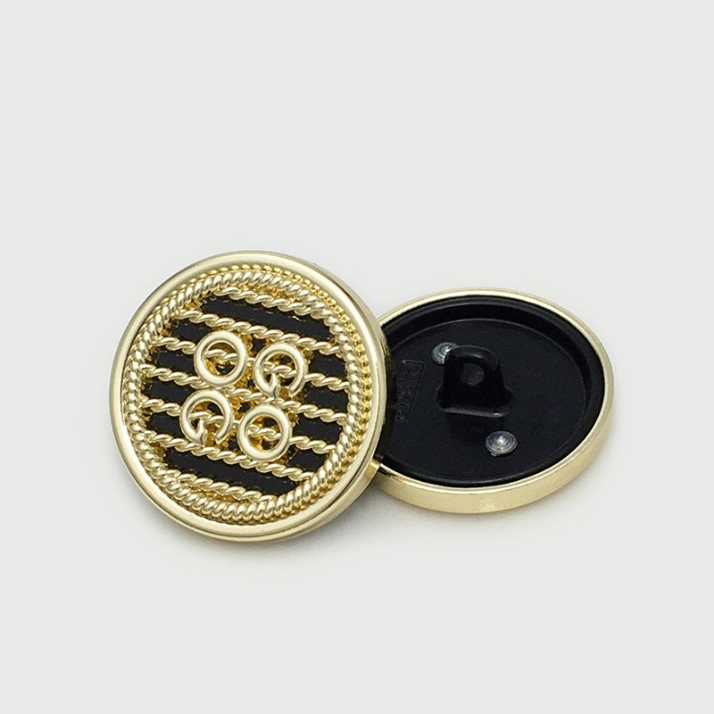 Botões Metálicos Dourados em Duplo Círculo 17.5/20/22.5mm 20pcs