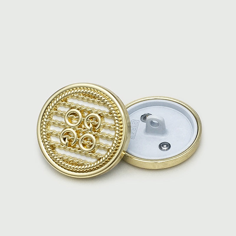 Botões Metálicos Dourados em Duplo Círculo 17.5/20/22.5mm 20pcs