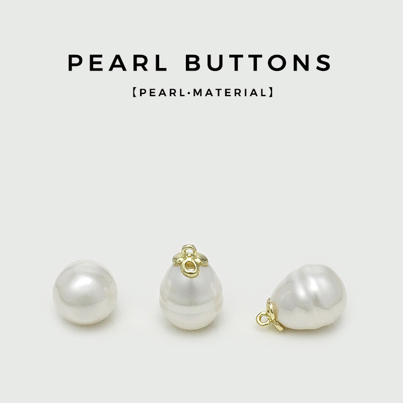 12/14mm White Irregular Pearl Sewing Buttons with Shank 12PCS