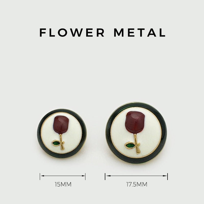 Botones de metal con patrón de rosa de 15/17.5mm, 10 piezas