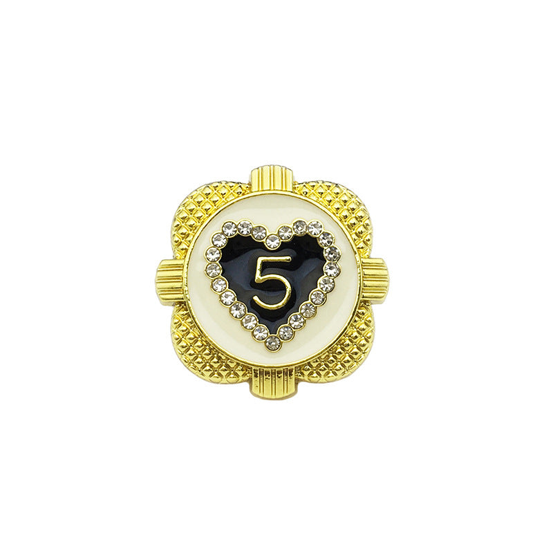 Botones de metal dorado en forma de corazón de 17.5/22.5mm 12pcs