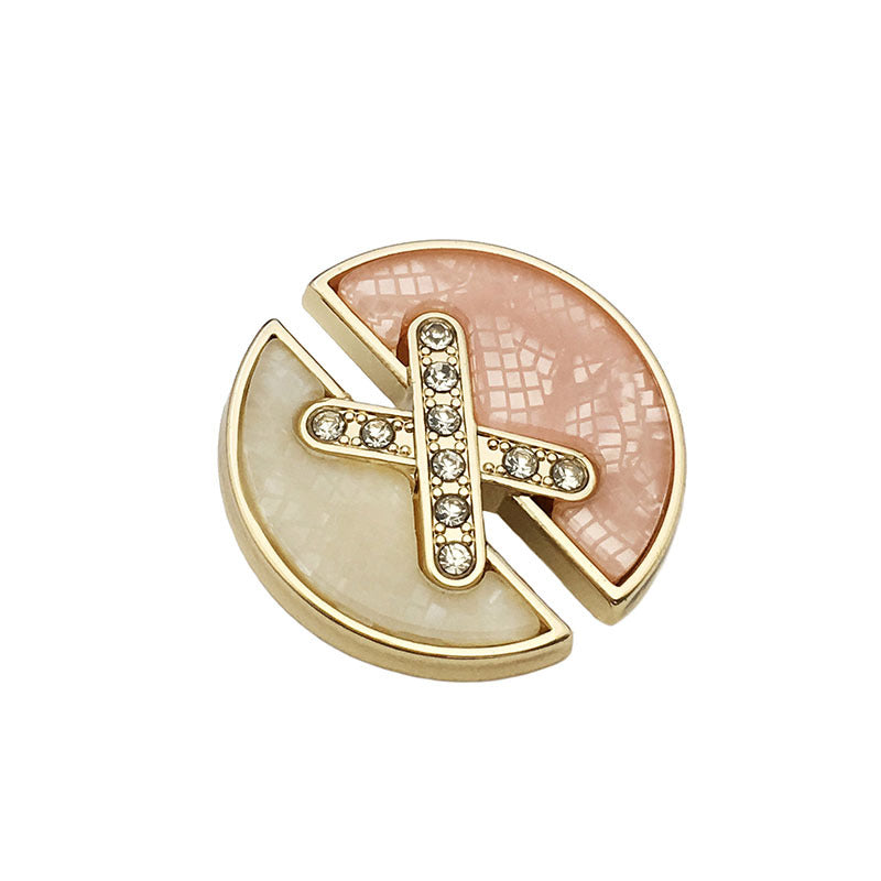 Botões de Metal Dourado em Forma de Letra X com Diamante 17.5/22.5/25mm 12pcs