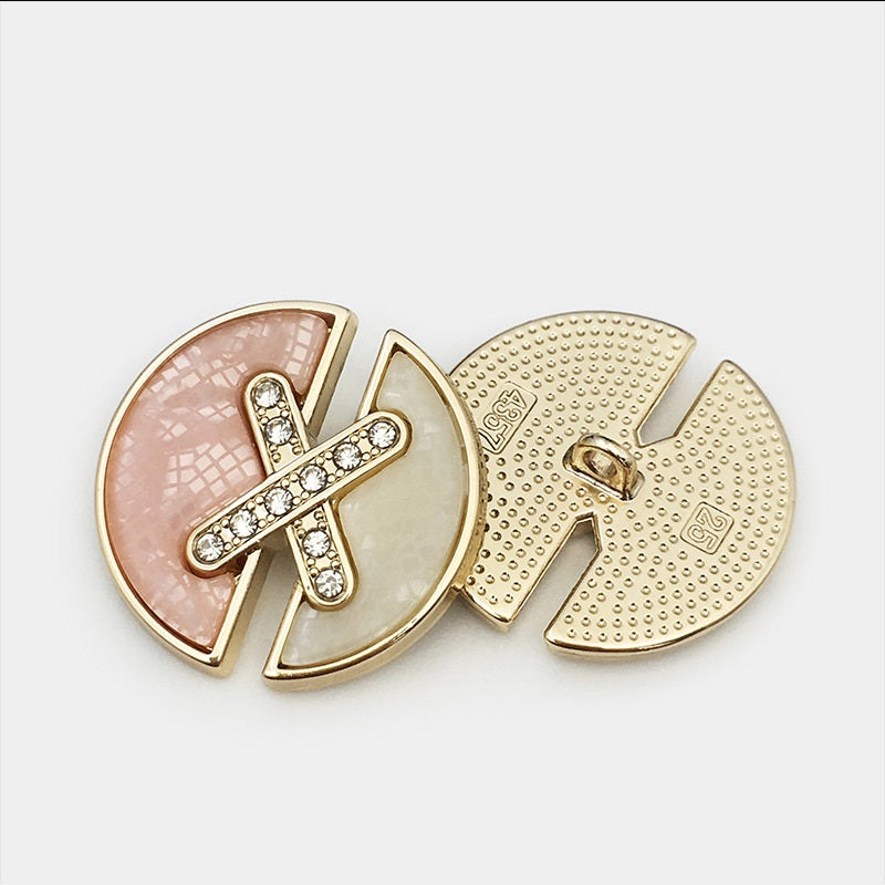 Botões de Metal Dourado em Forma de Letra X com Diamante 17.5/22.5/25mm 12pcs