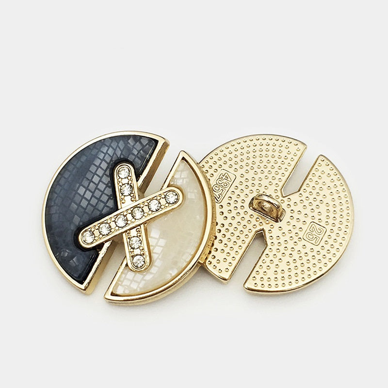 Botões de Metal Dourado em Forma de Letra X com Diamante 17.5/22.5/25mm 12pcs