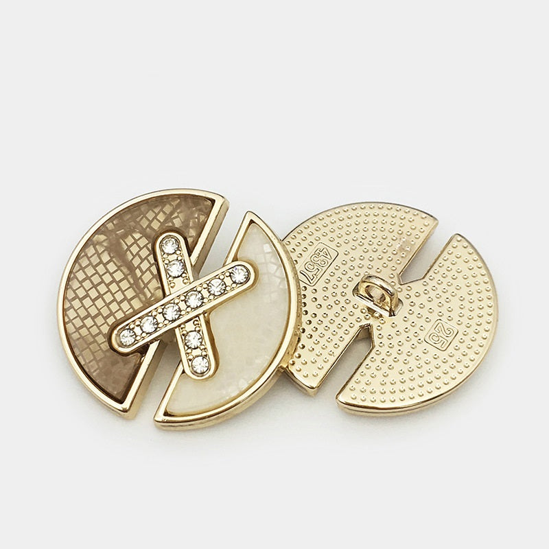 Botões de Metal Dourado em Forma de Letra X com Diamante 17.5/22.5/25mm 12pcs