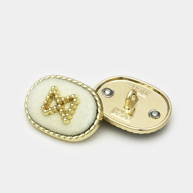 14/18/23mm Oval Velvet Metal Buttons - Black & White 10pc