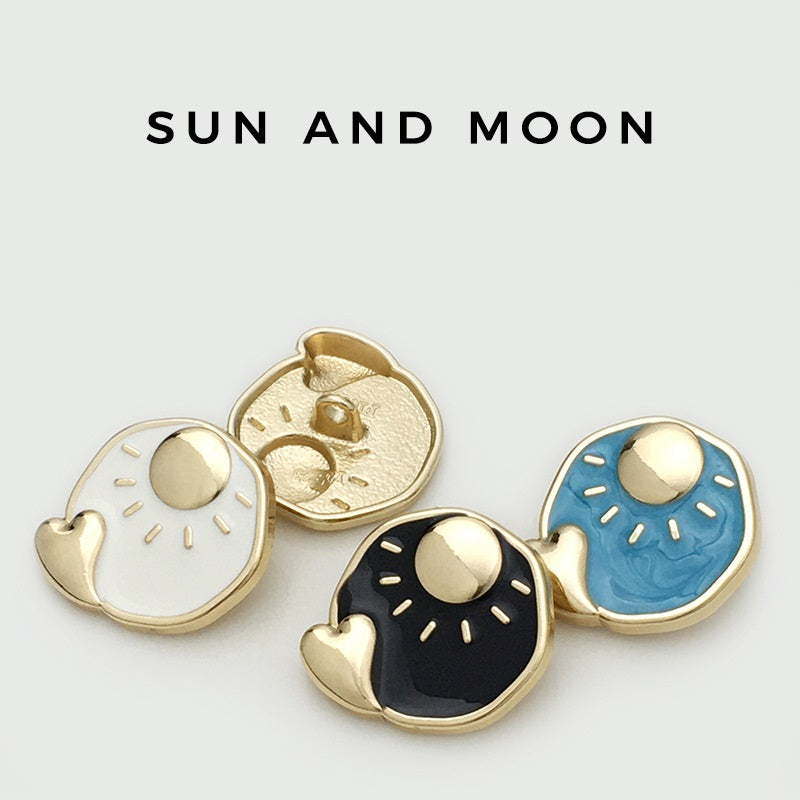 17.5/22.5mm Irregular Metal Sun Moon Heart Buttons 30 Pack(6 Styles)