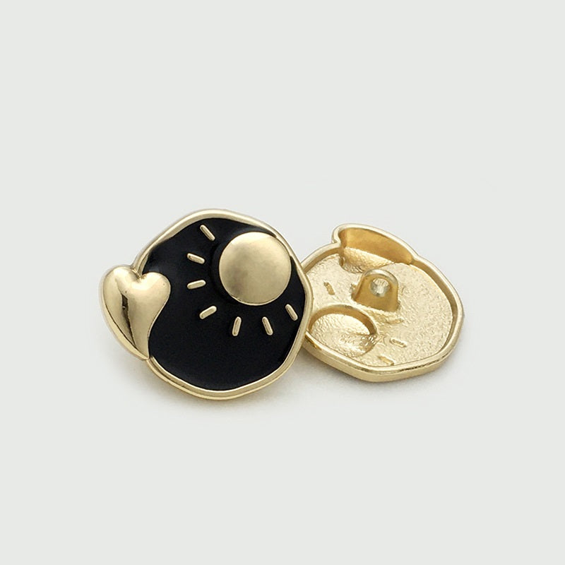 17.5/22.5mm Irregular Metal Sun Moon Heart Buttons 30 Pack(6 Styles)